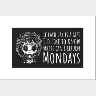 Funny Monday Blues For Girls - horizontal distressed Posters and Art